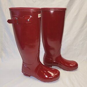 Hunter Original's Tall Gloss Boots in Military Red, Women's US Size 8, NIB $190